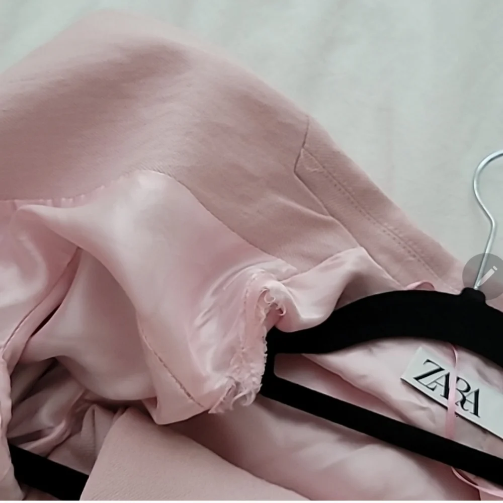 Linen blend suit blazer and pleated pants pink Zara size XS - Picture 7 of 7